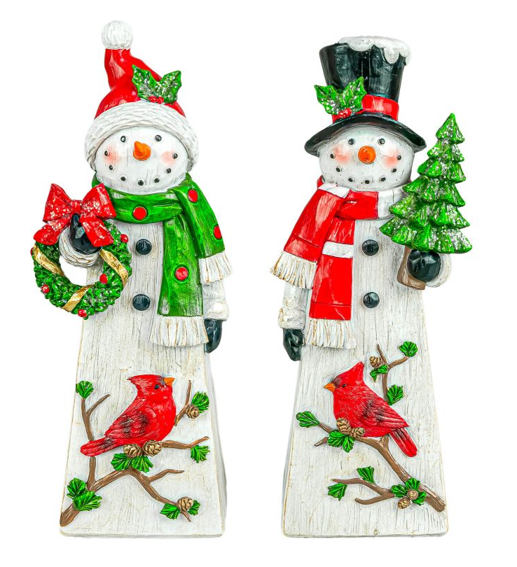 Cardinal Branches Snowman 8" Stander