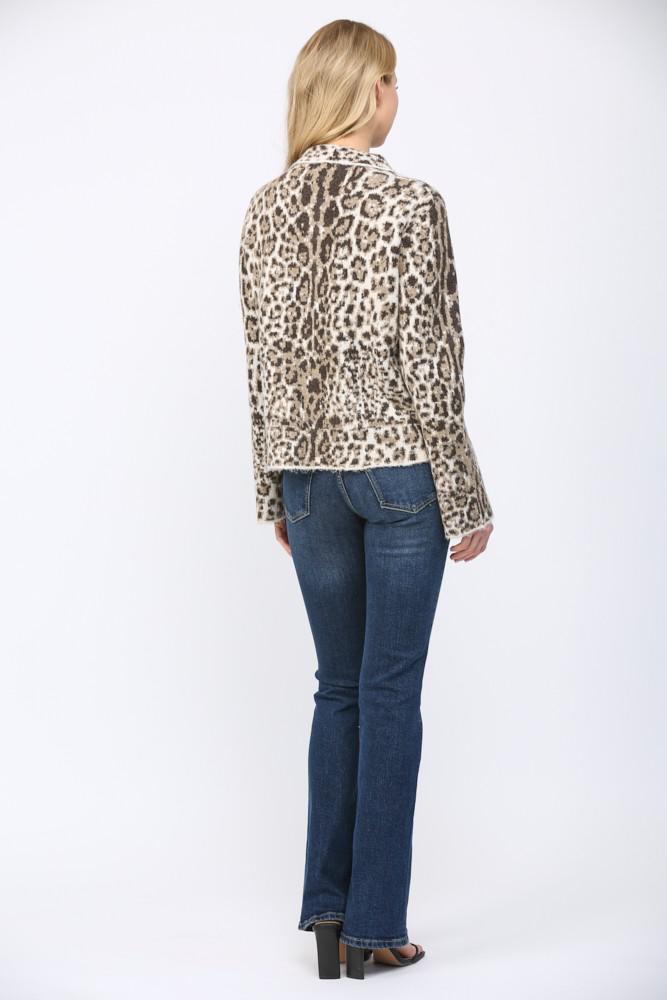 Animal Pattern Jacquard Knit Button Up