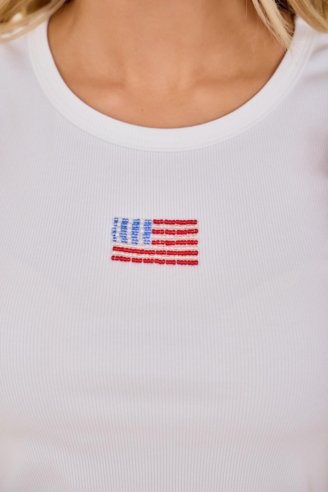 Embroidered Flag Ribbed Tank