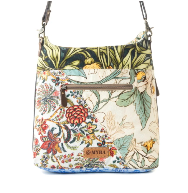 Le Fleur Bel Cowgirl Shoulder Bag for Women in yellow floral with leather and Concho details