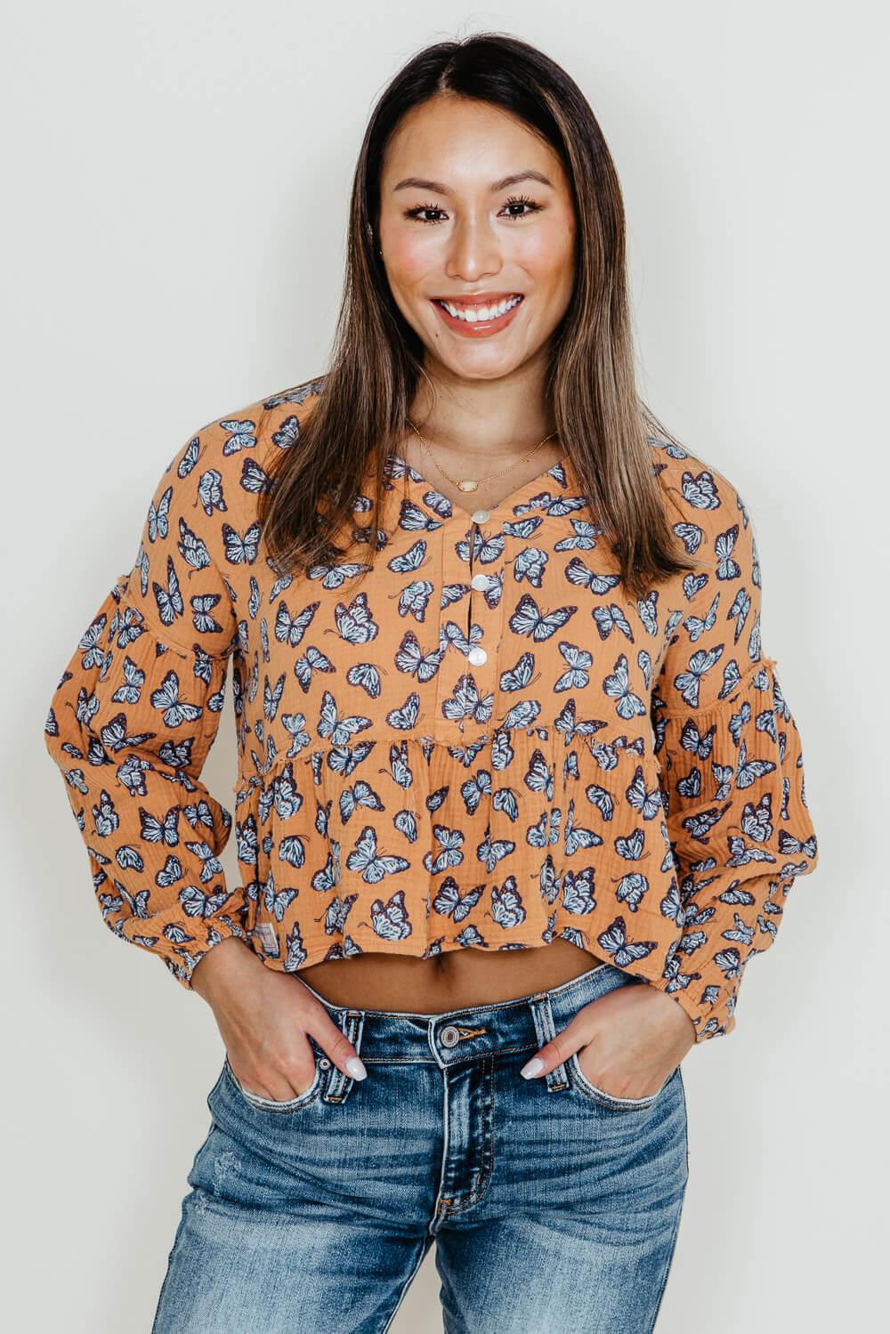 Simply Southern Butterfly Button Top