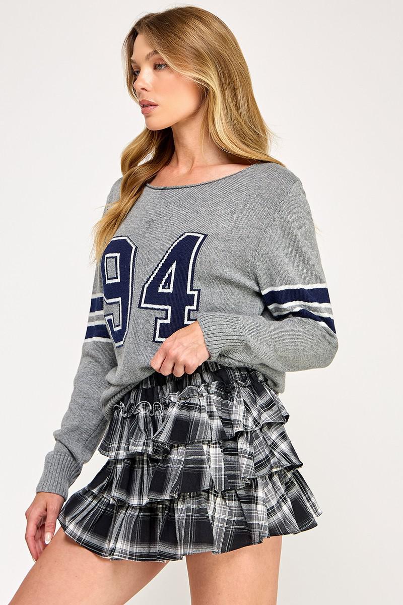 94 Boat Neck Long Sleeve Sweater Top