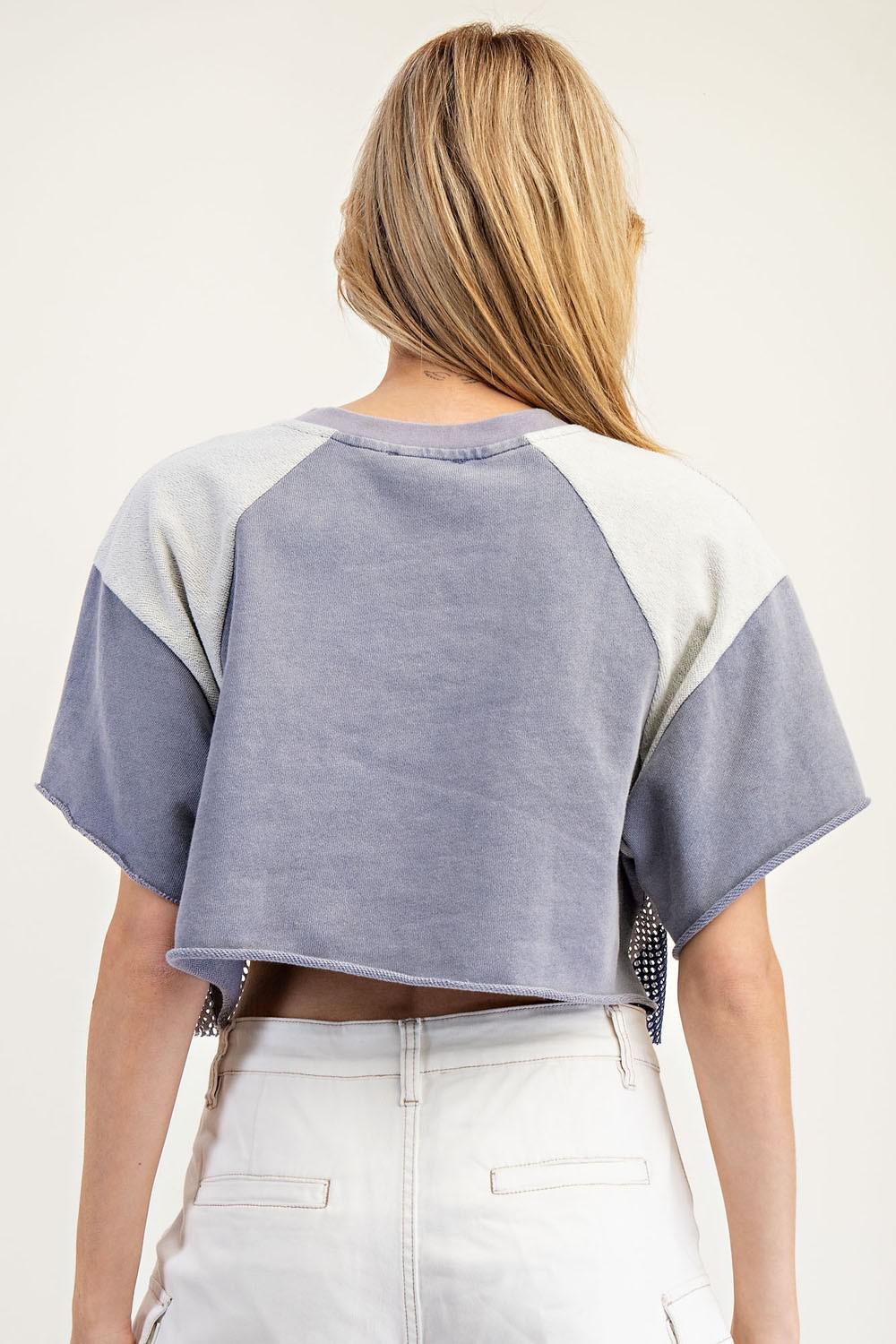 Cropped Colorblock Varsity Top