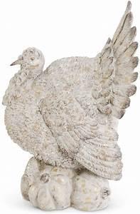 15.75" Tan Distressed Resin Turkey on Pumpkins