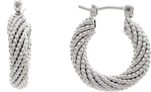 14k Plated Hypoallergenic Textured .75" Hoop Earring