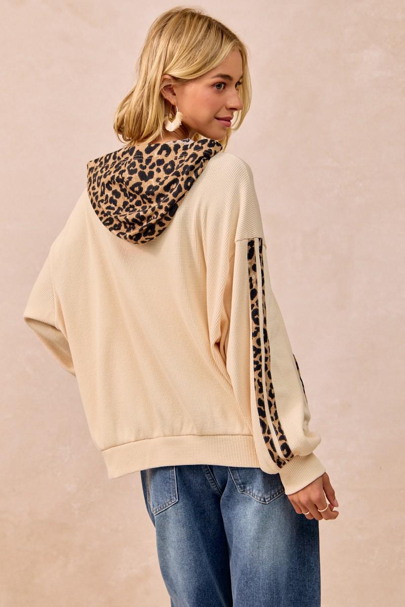 Waffle Thermal Leopard Mix And Match Hoodie