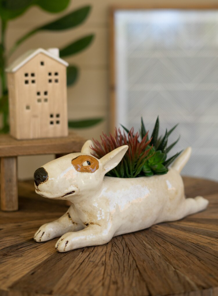 Ceramic Bull Terrier Planter