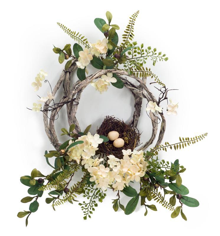 Hydrangea/ Bird  Nest Wreath