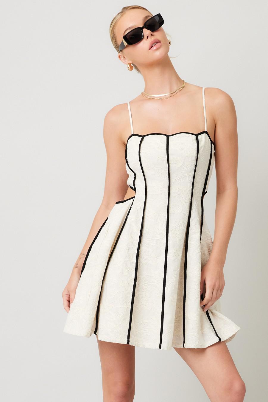Natural Embroidery Cutout Back Dress