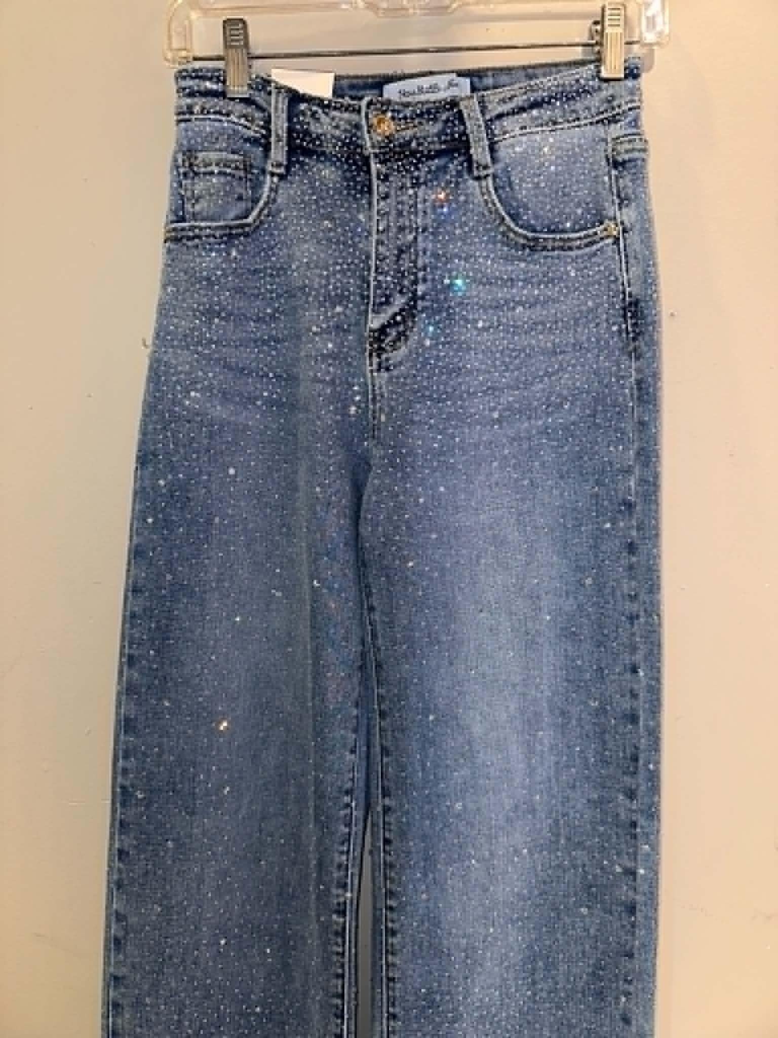 Nina Rossi Stone Embellished Wide Leg Jeans