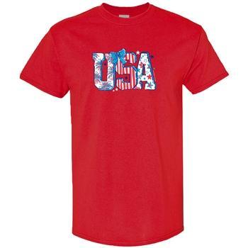Pattern Letter USA - Red Tee