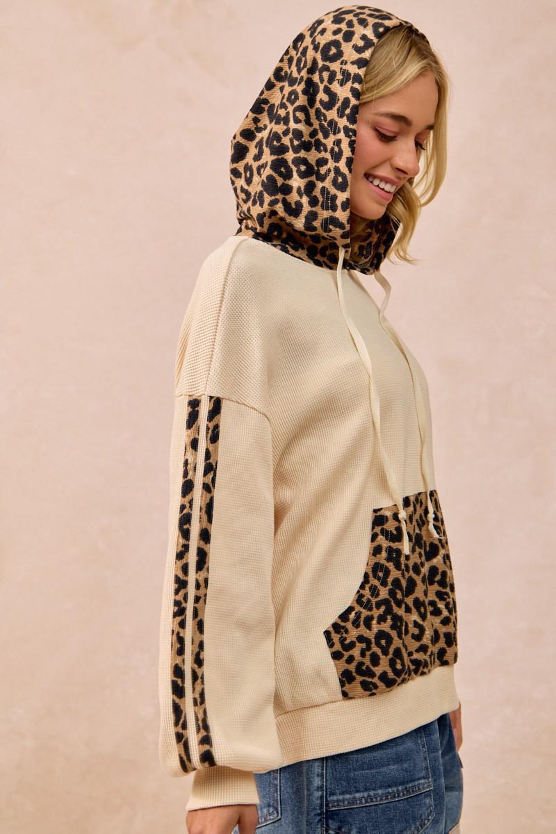 Waffle Thermal Leopard Mix And Match Hoodie