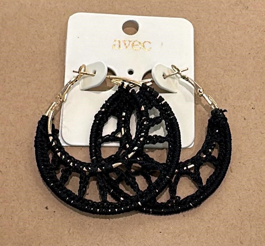 Black Crochet Hoops