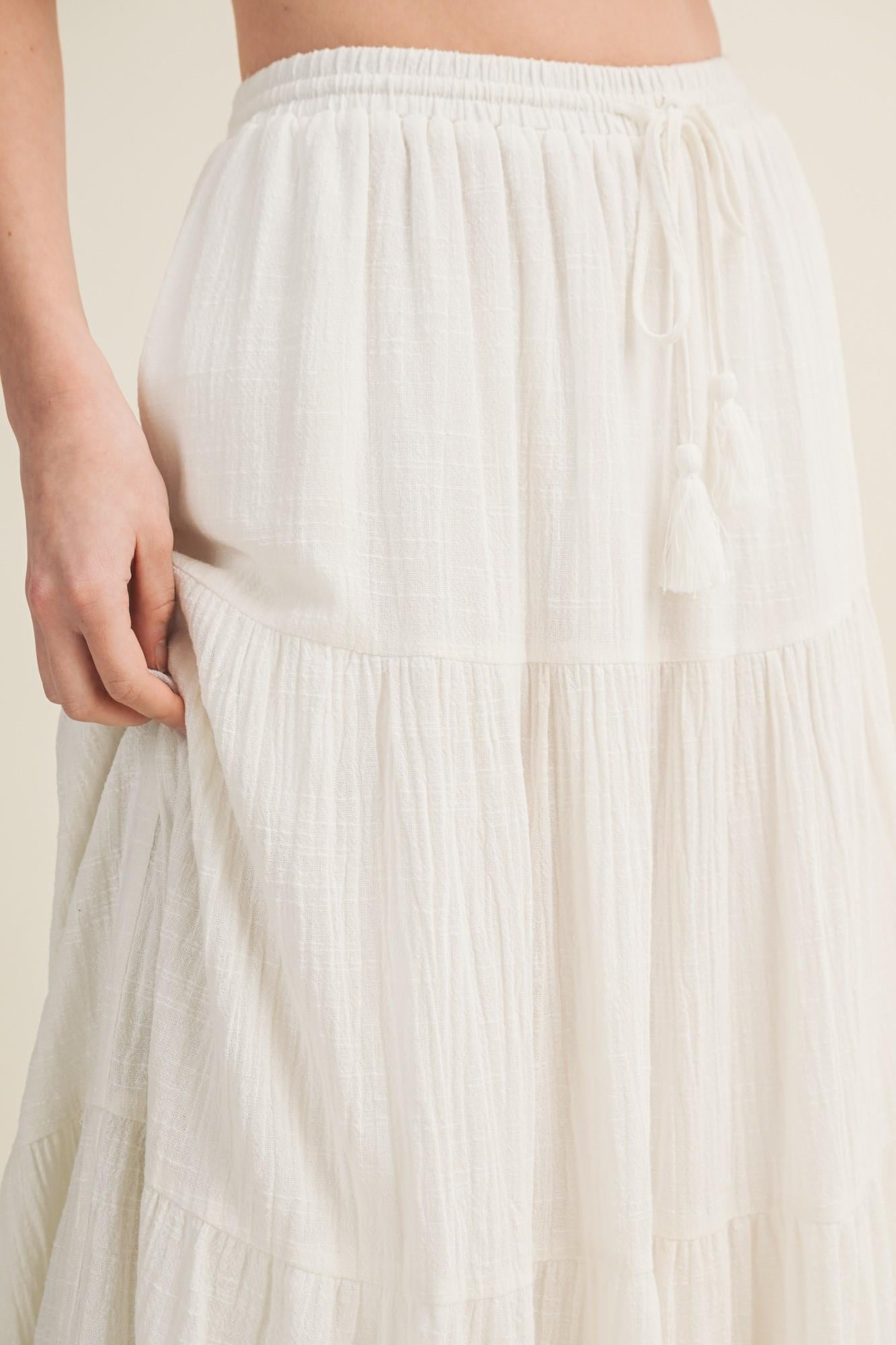 Off-White Tiered Maxi Skirt