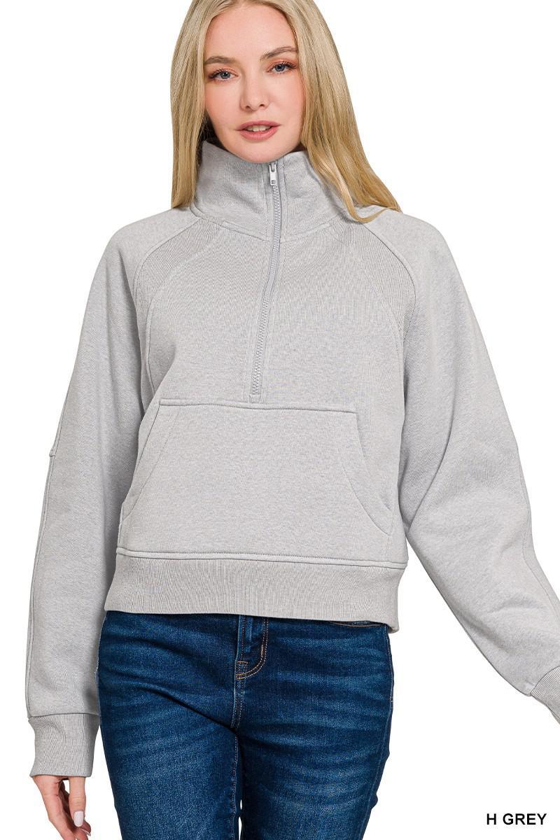 Fleece Half Zip Kangaroo Pocket Sweatshirts