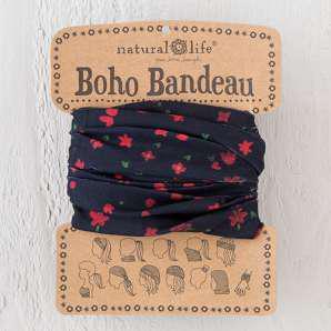 Red Floral On Black Boho Bandeau
