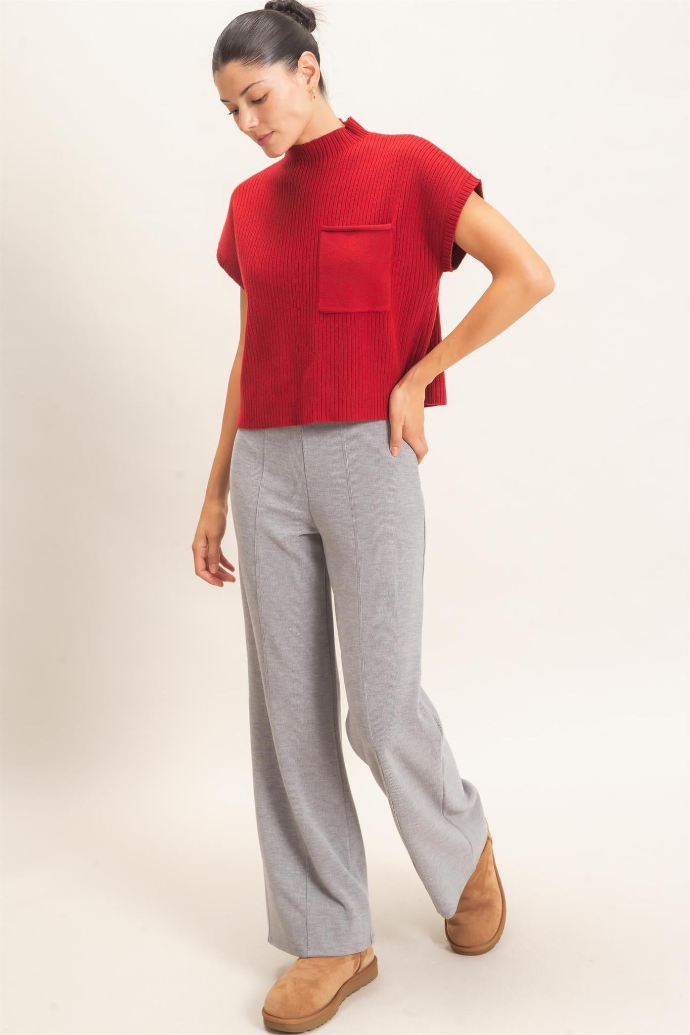 Berry Ribbed Dolman Sweater