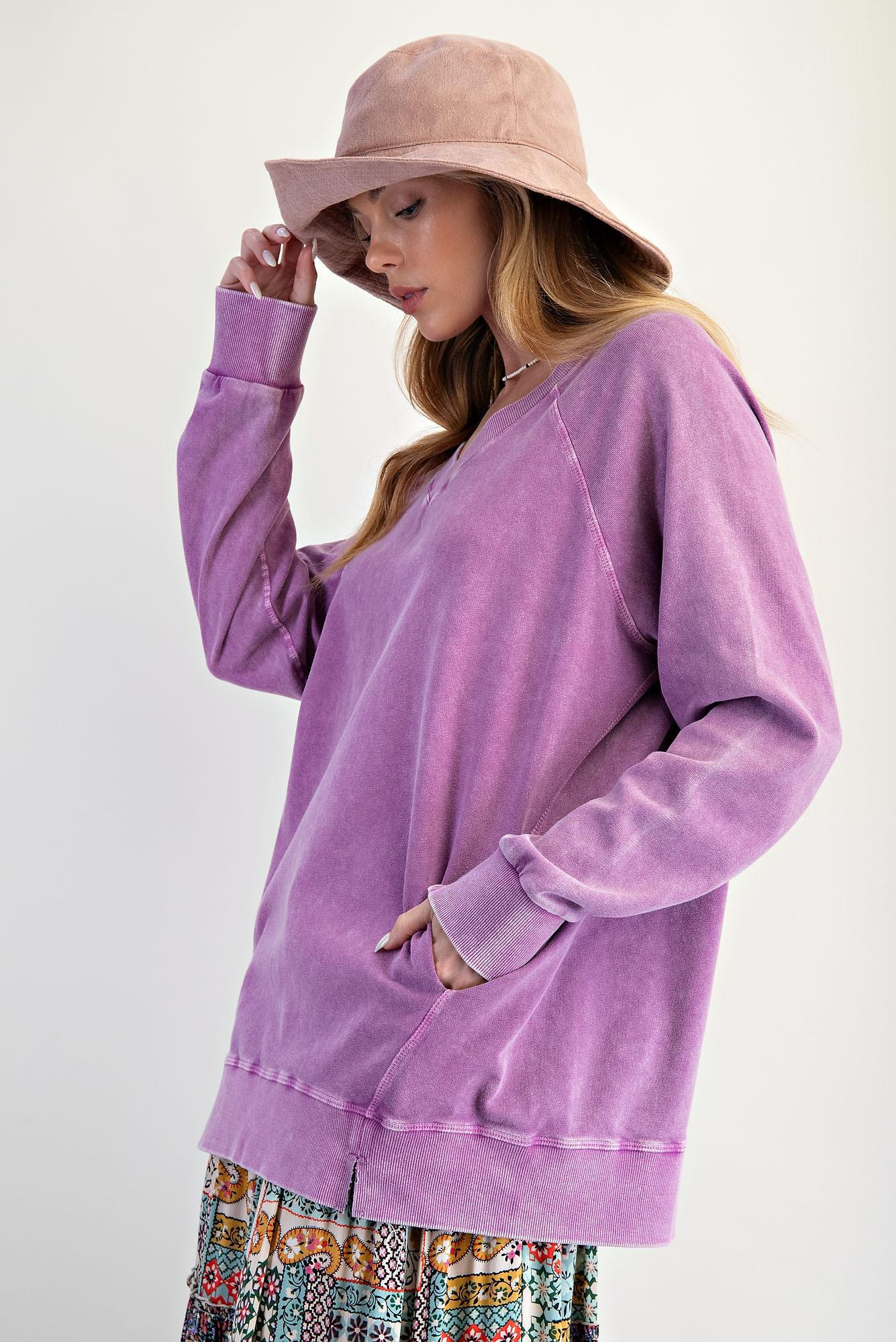 Orchid Washed Terry Oversized Pullover