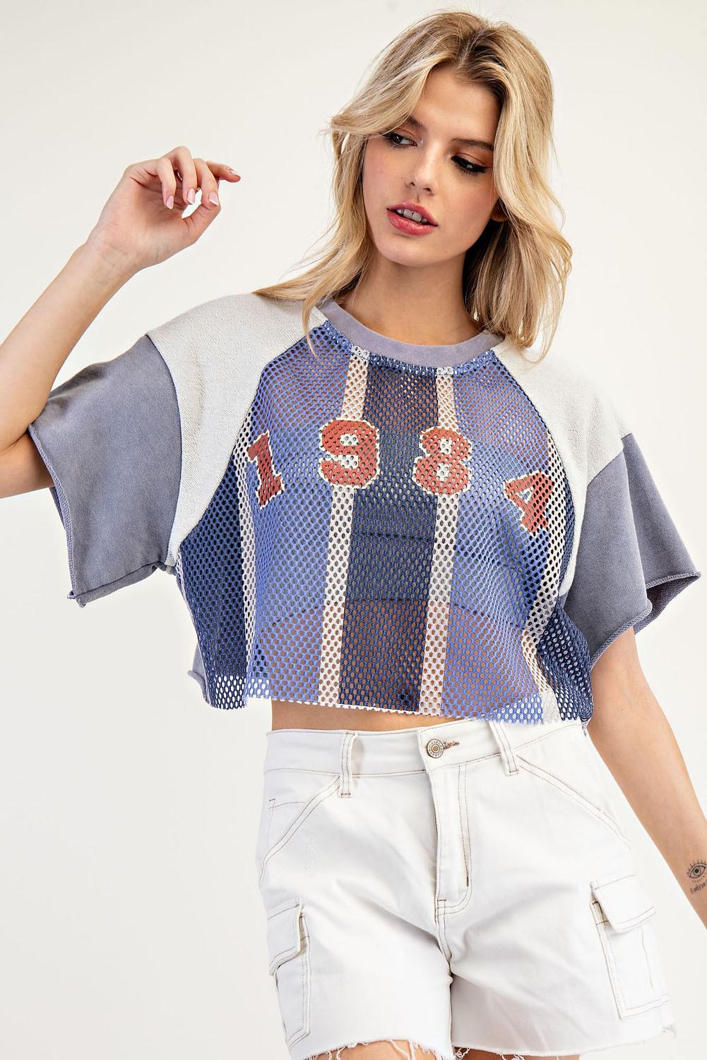 Cropped Colorblock Varsity Top