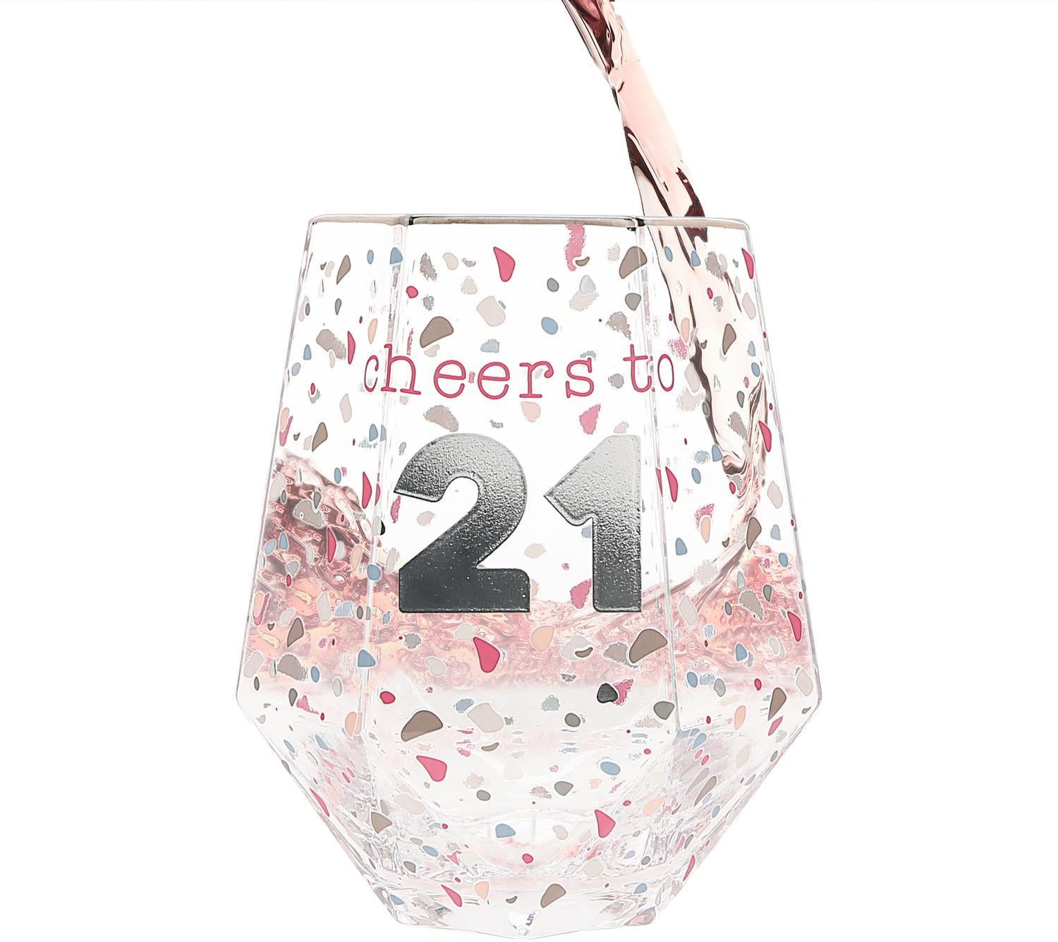 Cheers to 21 - 16 oz Geometric Glass