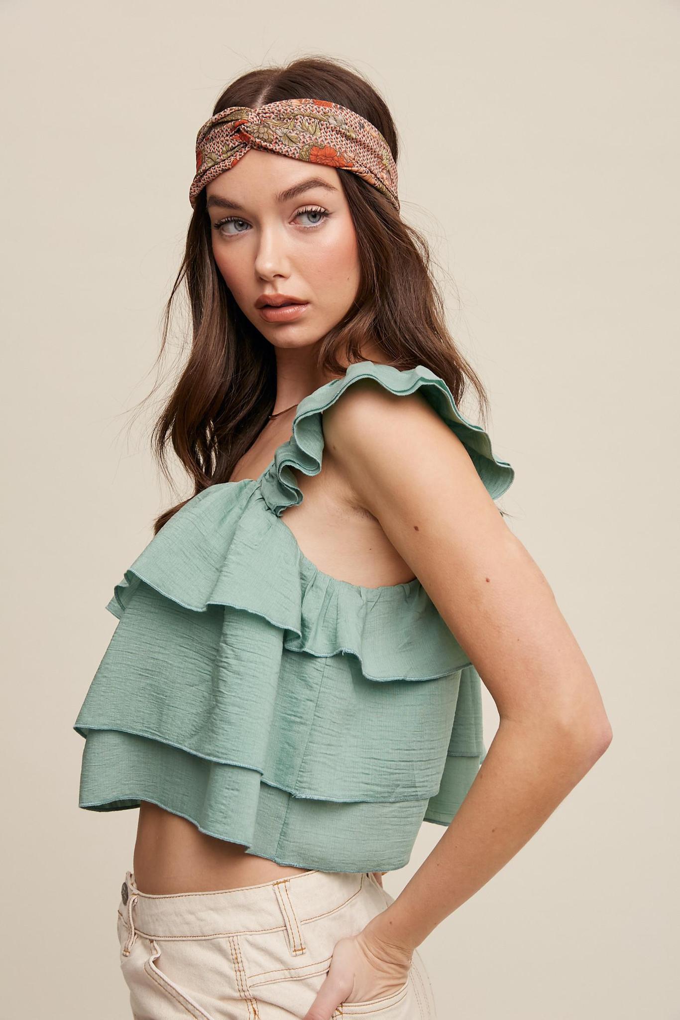 Boho Ruffled Tiered Crop Top