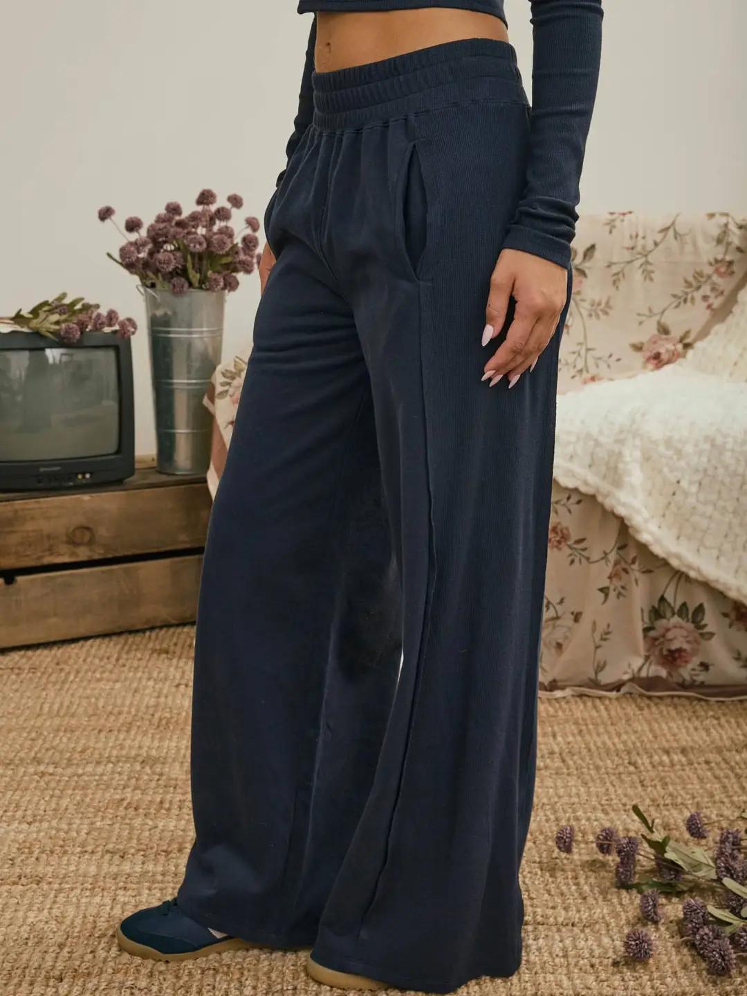 Elastic Waist Side Panel Knit Lounge Pants