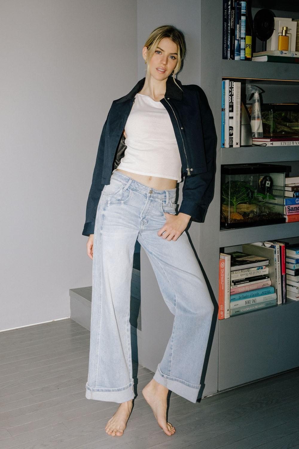 Super High Rise Cuffed Wide Jeans