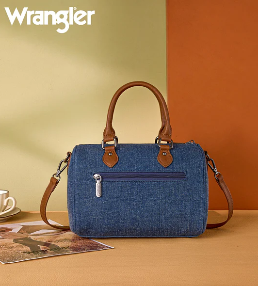 Wrangler Western Rhinestone Denim Boston Bag/Crossbody - Dark Jean