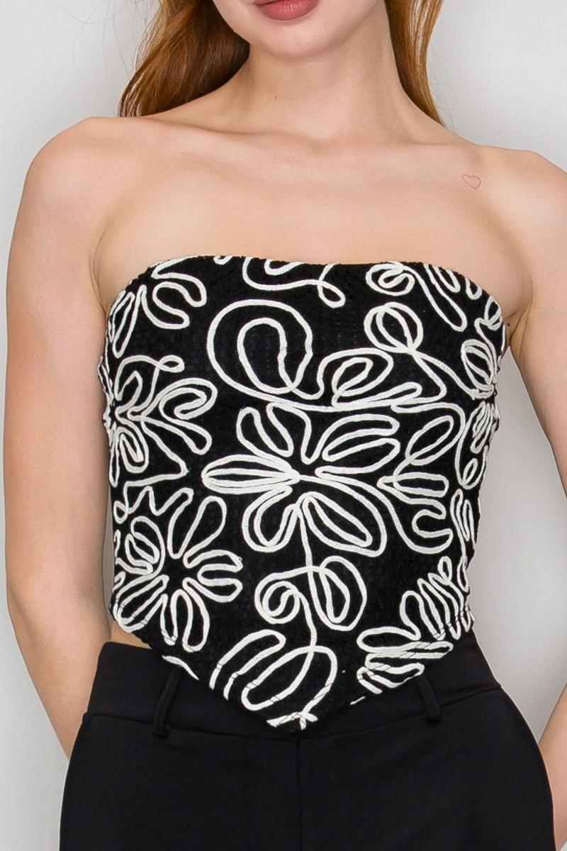 Bandeau Floral Embroidered Top