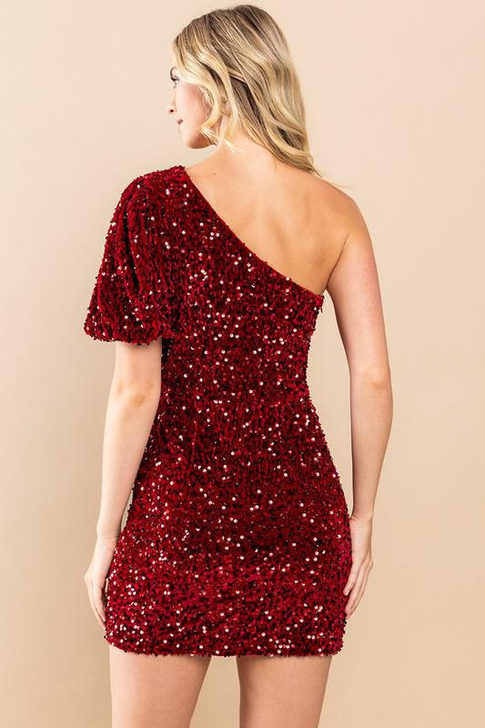 Red Velvet Sequin Dress