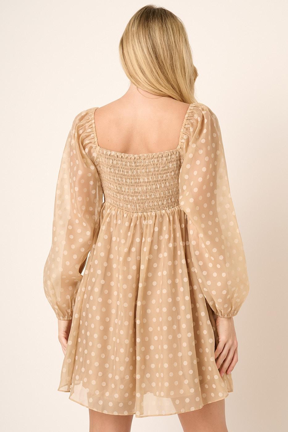 Dot Jacquard Babydoll Mini Dress