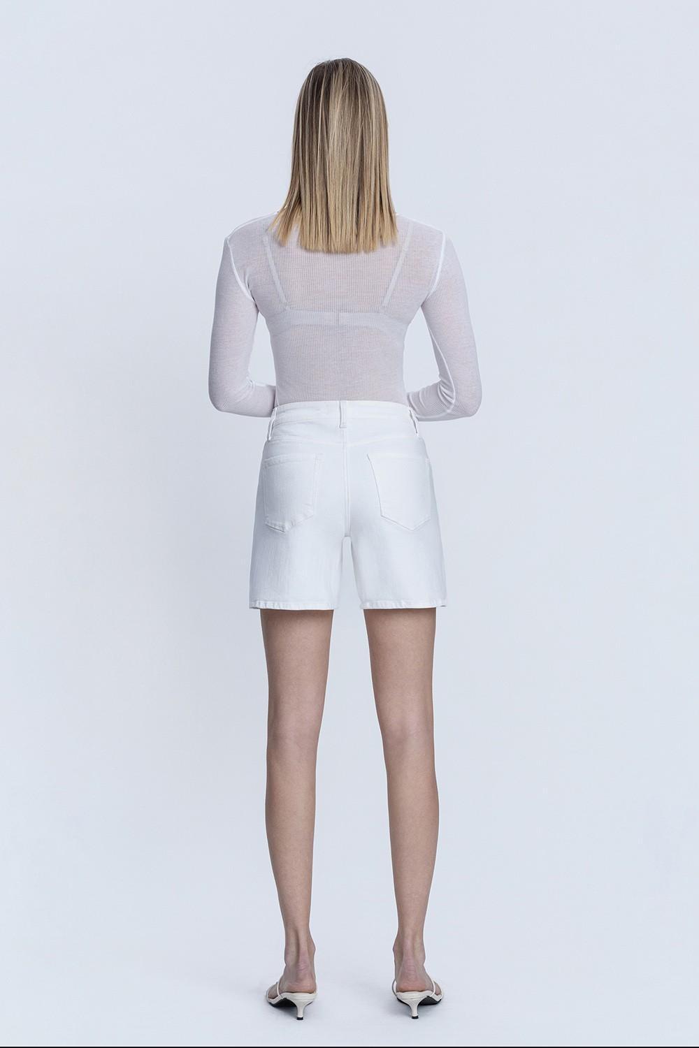 High Rise Optic White Midi A Line Shorts