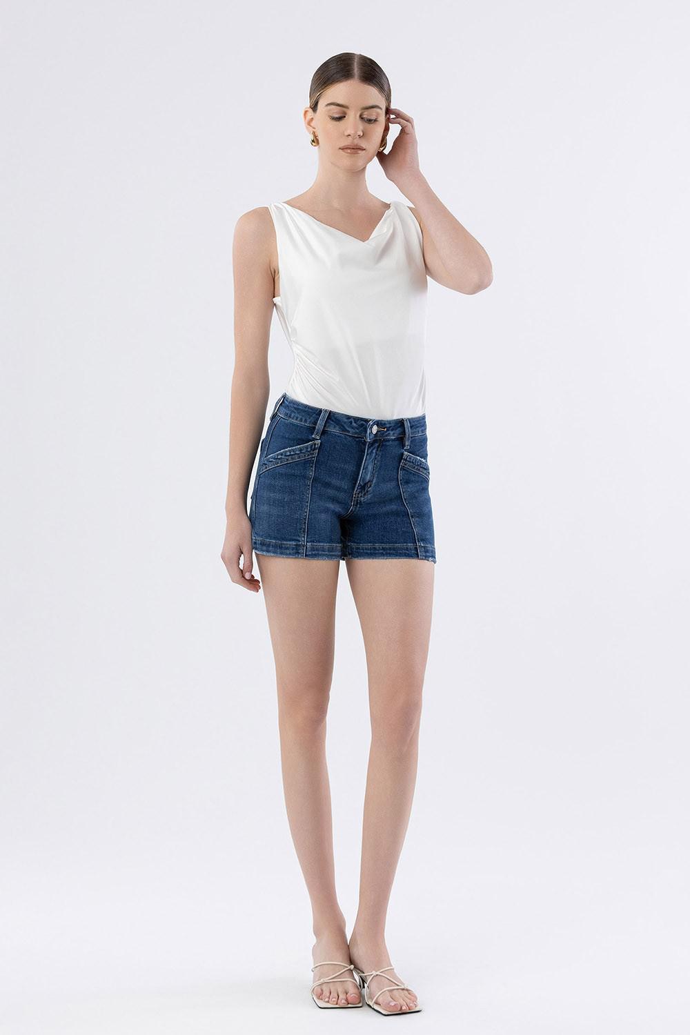 High Rise Trouser Hem Utility Shorts