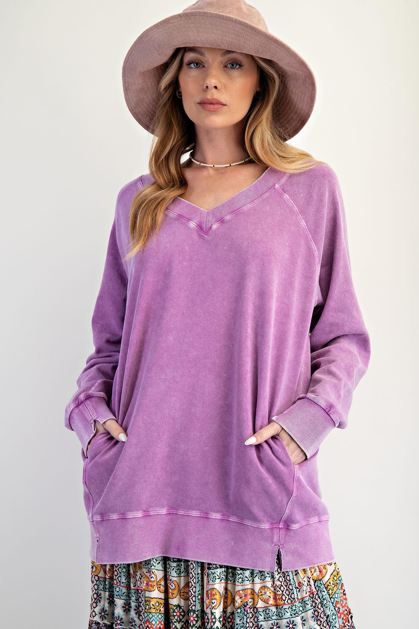 Orchid Washed Terry Oversized Pullover