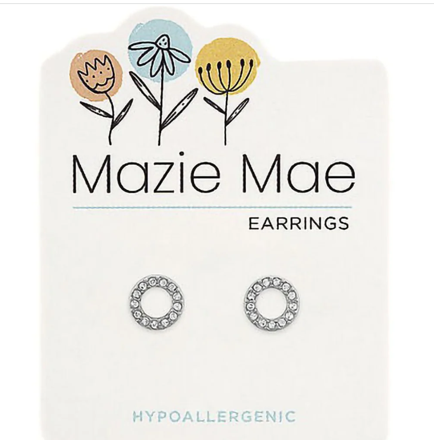 Silver CZ Open Circle Stud Mazie Mae Earring