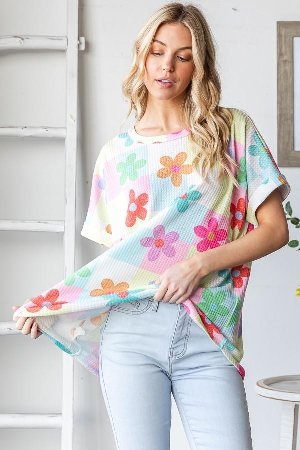 Short Sleeve Floral Print Top