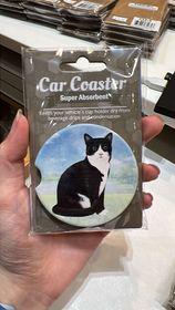 Black and White Cat Car Coaster