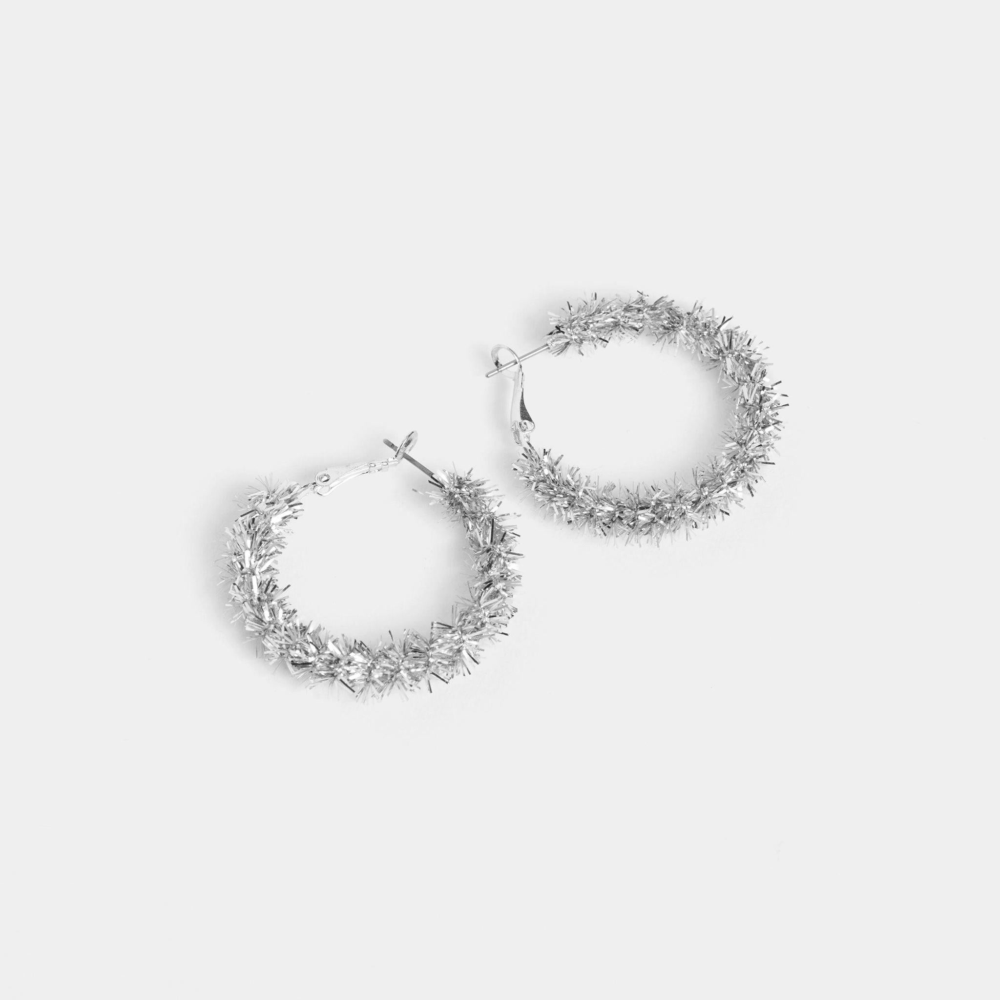 Holiday Tinsel Hoop Earrings