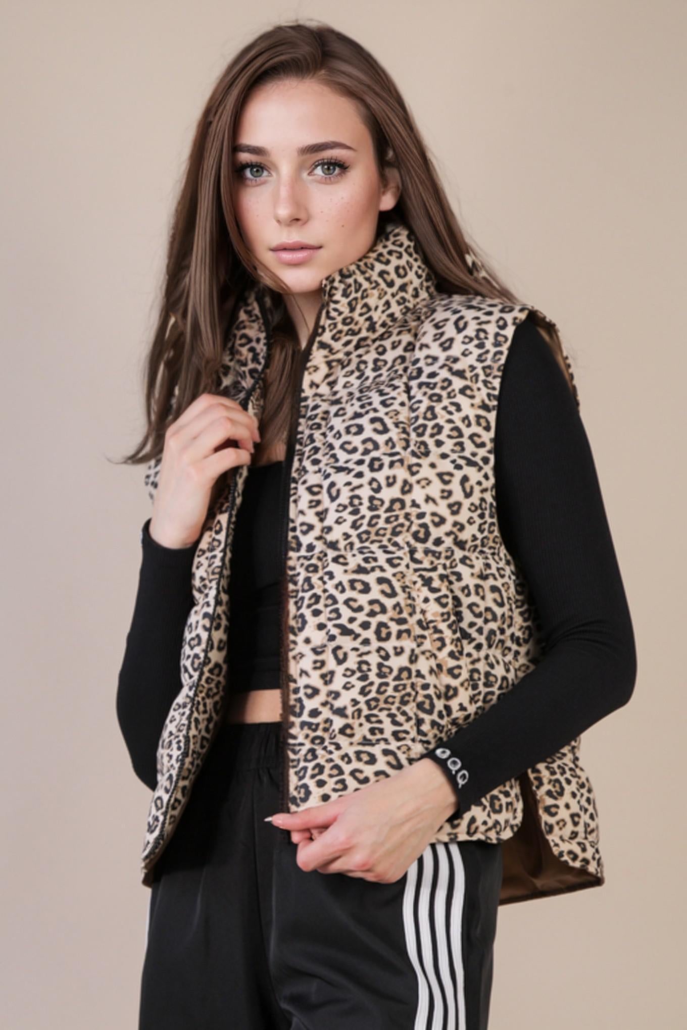 Leopard Puffer Padded Warm Vest