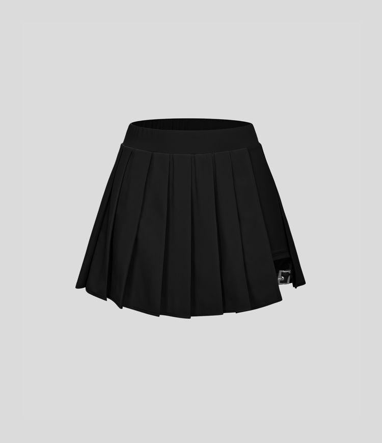 Black Breezeful Buckle Miniskirt