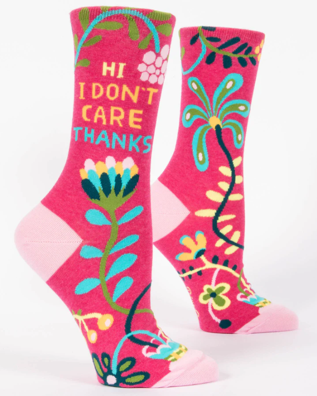 Hi, I Don't Care, Thanks -  Womens Crew Socks