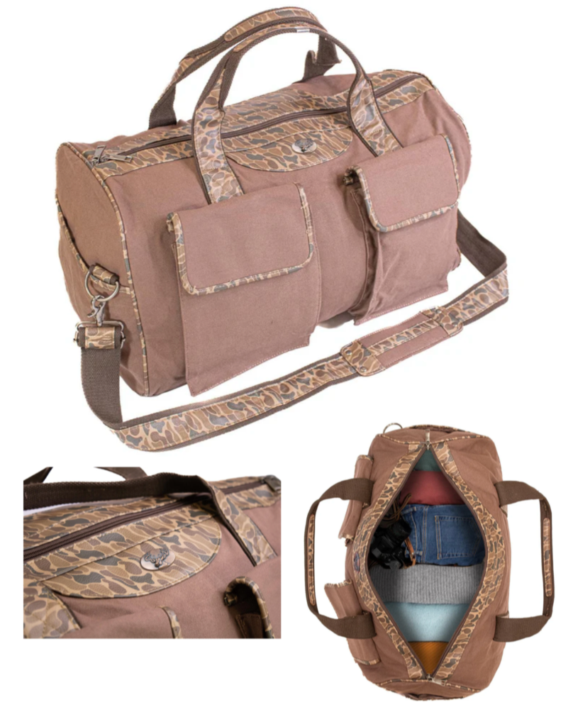 Old School Camo Brown Canvas Weekender Bag