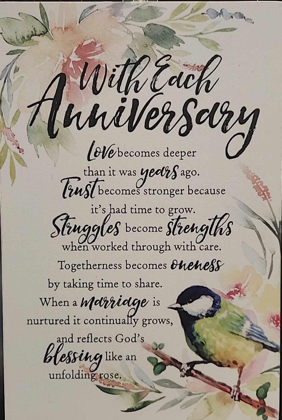 With Each Anniversary 6x9 sign
