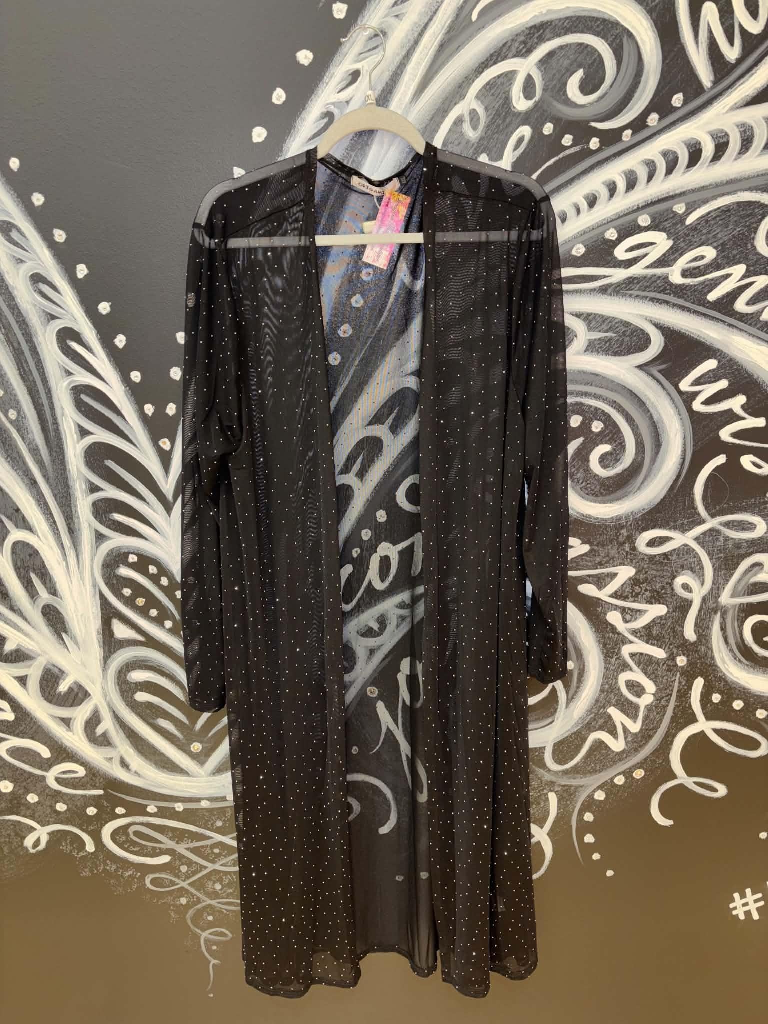 Black Sparkly Mesh Duster