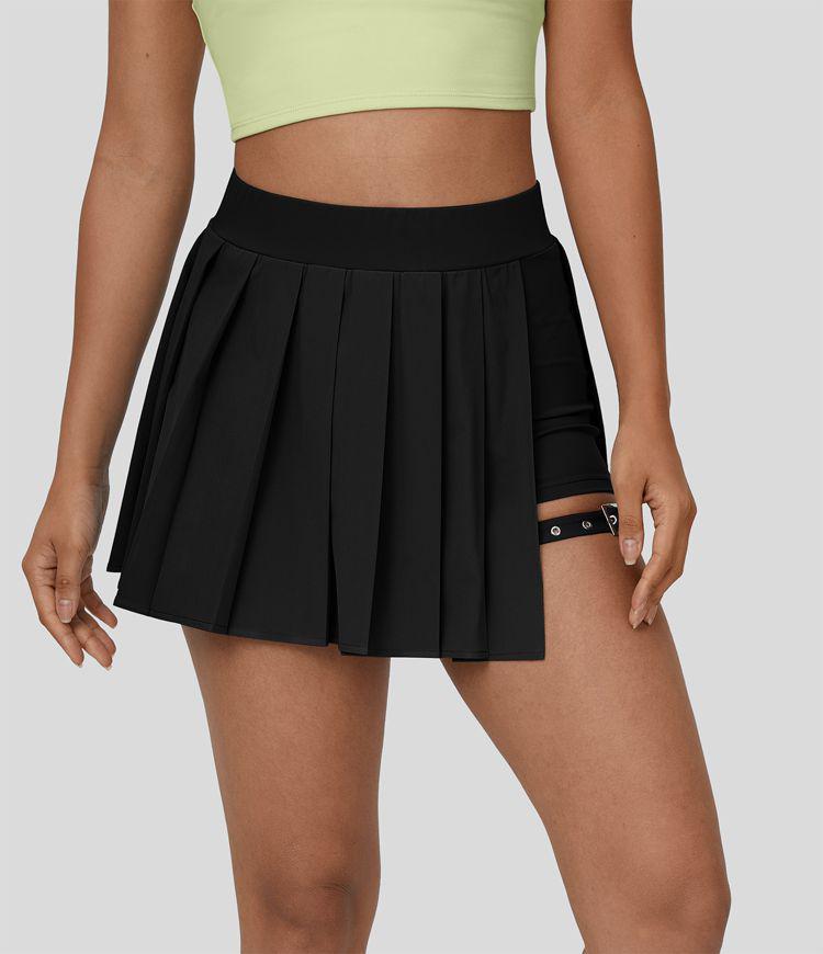 Black Breezeful Buckle Miniskirt