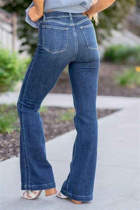 Judy Blue HW Angled Side Seam Flare Jeans