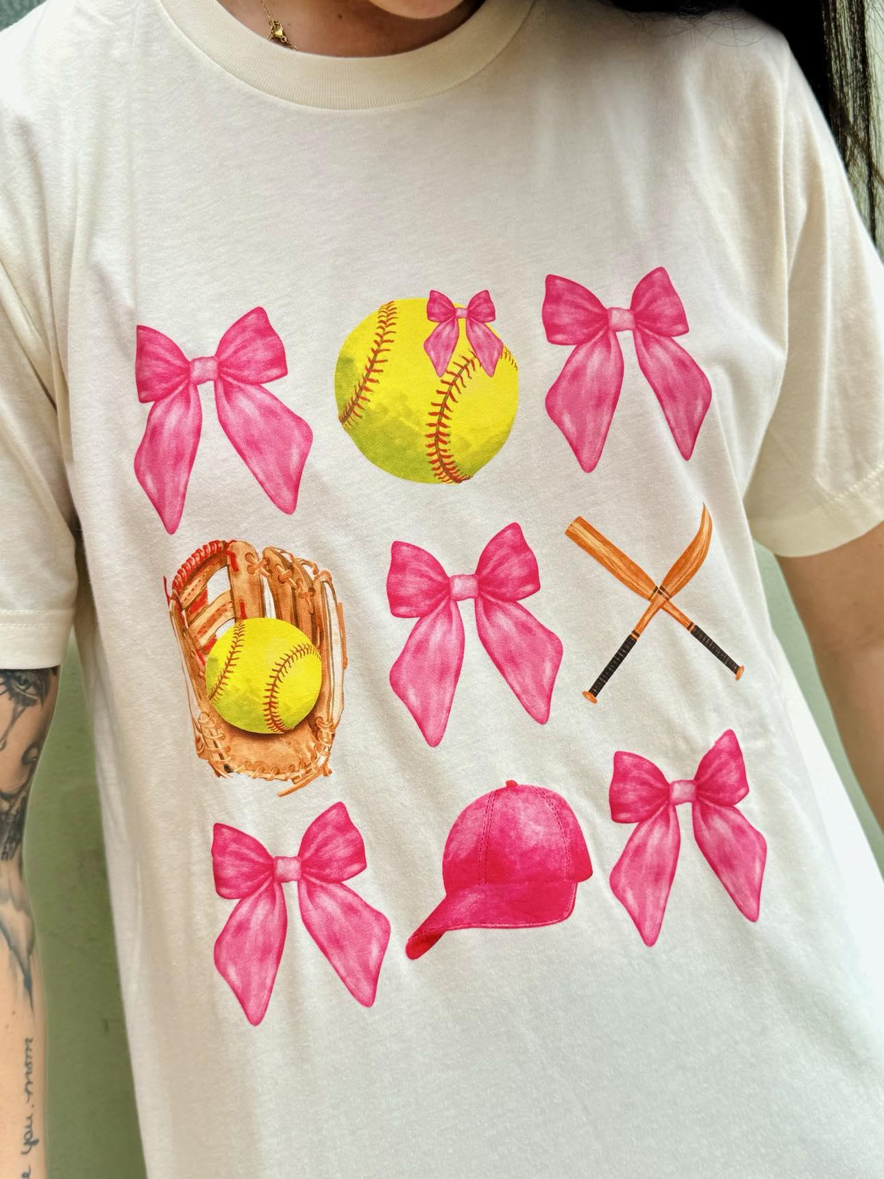 Pink Softball Bows