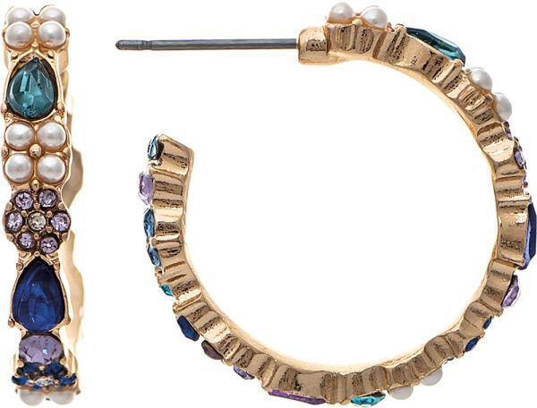 Gold Multicolor Crystal Bits & Baubles Post Hoop Earrings