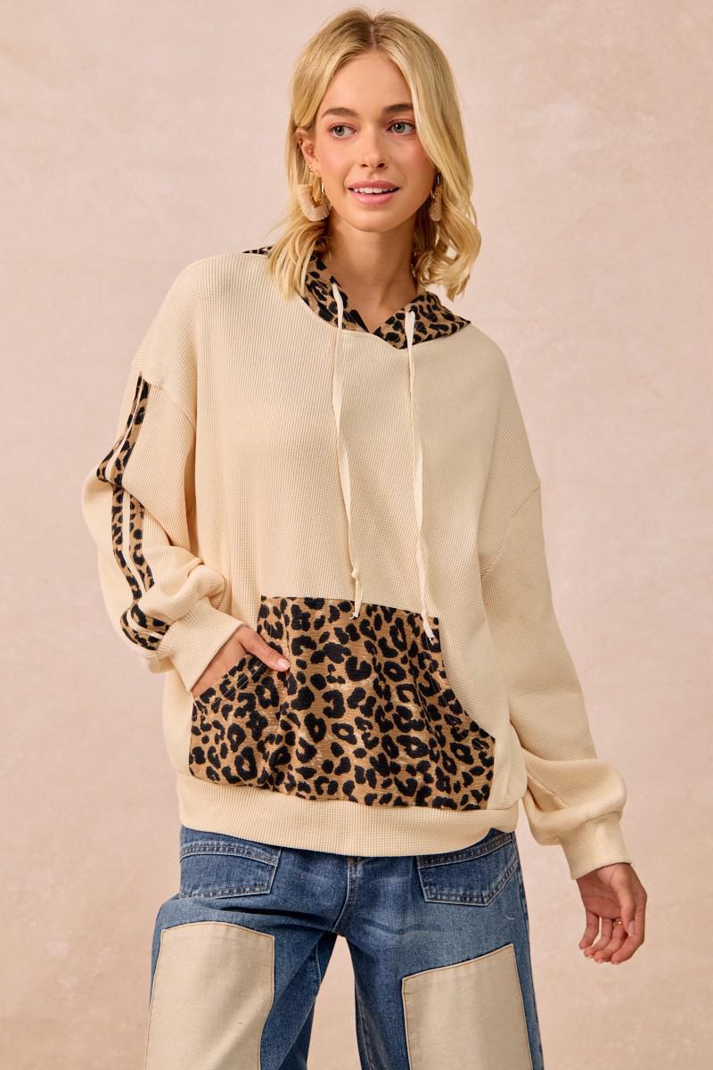 Waffle Thermal Leopard Mix And Match Hoodie