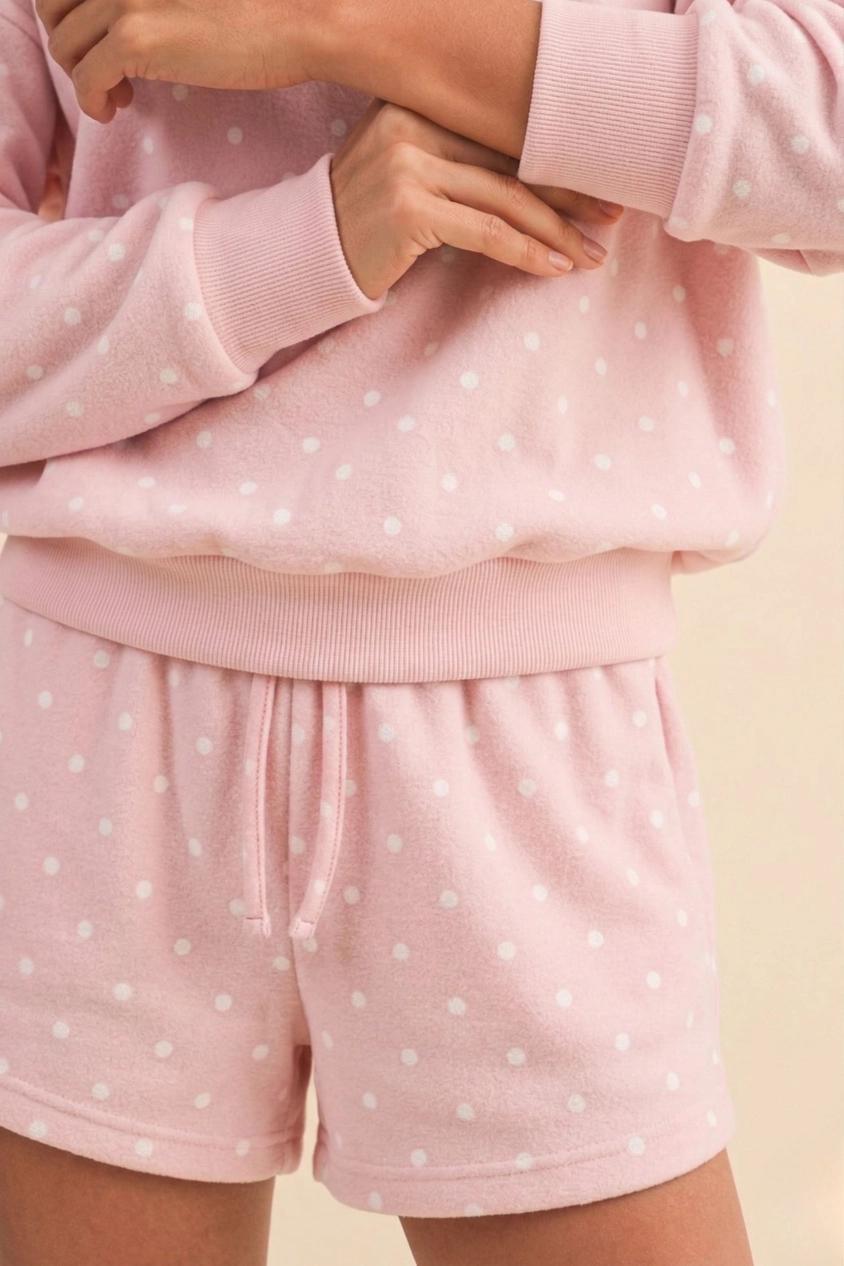 Polkadot Hoodie Sweatshirt and Shorts Set